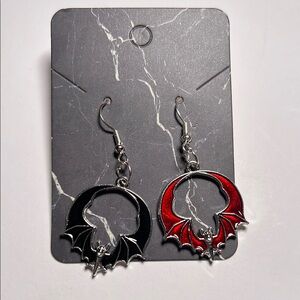 Black and Red Bat Earrings